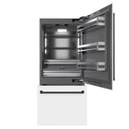 ZLINE 36 in. Built-In Bottom Freezer Refrigerator, 19.8 cu. ft., Water Dispenser, Ice Maker, White Matte, Graphite Gray Interior, Matte Black Accents (GRBITZ-WM-36-MB)