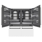 ZLINE 72 in. French Door Built-In Bottom Freezer Refrigerator 39.6 cu. ft. Water Dispensers, Ice Makers, White Matte, Matte Black Accents (GRBITZ-WM-72-MB)