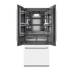 ZLINE 36 in. French Door Built-In Bottom Freezer Refrigerator 19.6 Cu. Ft. Water Dispenser Ice Maker White Matte Graphite Gray Interior (GRBIV-WM-36)