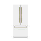 ZLINE 36 in. French Door Built-In Bottom Freezer Refrigerator 19.6 cu. ft. Water Dispenser Ice Maker White Matte Graphite Gray Interior Polished Gold Accents (GRBIVZ-WM-36-G)