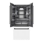 ZLINE 36-Inch Built-In French Door Refrigerator 19.6 Cu. Ft. Bottom Freezer Water Dispenser Ice Maker White Matte Matte Black Accents (GRBIVZ-WM-36-MB)