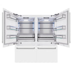 ZLINE 72 in. Built-In French Door Refrigerator 39.6 cu. ft. Bottom Freezer Water Dispensers Ice Makers White Matte (RBIT-WM-72)