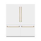ZLINE 72 in. French Door Built-In Bottom Freezer Refrigerator 39.6 Cu. Ft. White Matte with Water Dispensers, Ice Makers, Polished Gold Accents (RBITZ-WM-72-G)