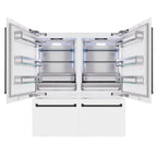 ZLINE 72 in. French Door Built-In Bottom Freezer Refrigerator 39.6 Cu. Ft. White Matte with Water Dispensers, Ice Makers, Matte Black Accents (RBITZ-WM-72-MB)