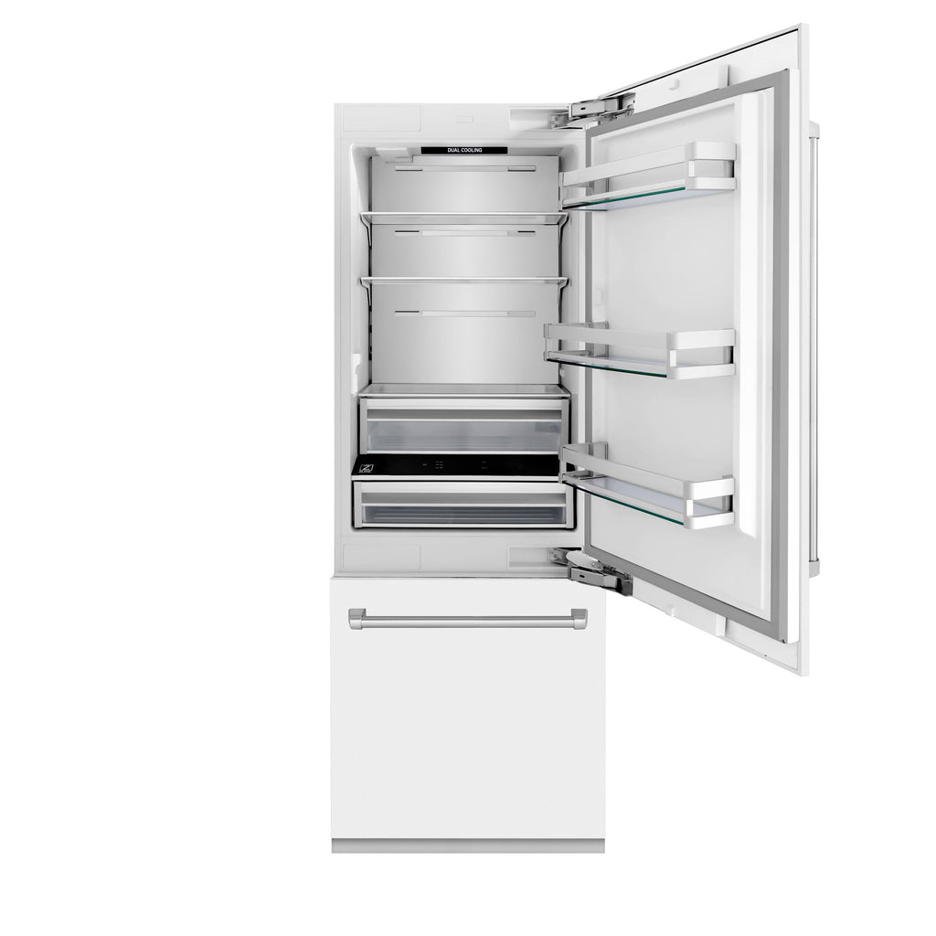 ZLINE 30 in Built-In Refrigerator 16.1 cu. ft. Internal Water & Ice Dispenser White Matte (RBIV-WM-30)