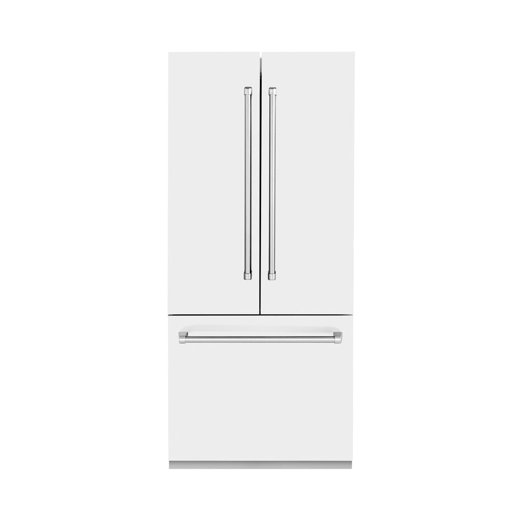 ZLINE 36 in. Built-In French Door Refrigerator 19.6 cu. ft. Internal Water & Ice Dispenser White Matte (RBIV-WM-36)