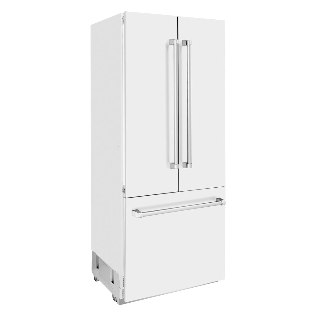 ZLINE 36 in. Built-In French Door Refrigerator 19.6 cu. ft. Internal Water & Ice Dispenser White Matte (RBIV-WM-36)