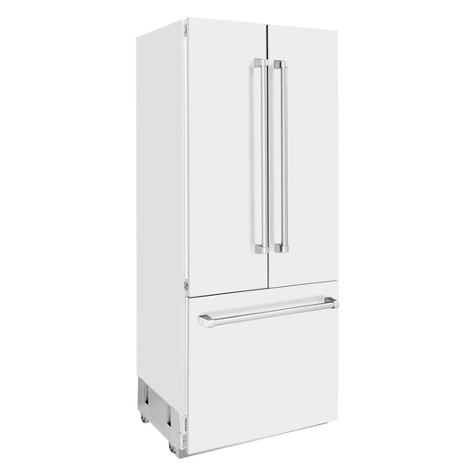 ZLINE 36 in. Built-In French Door Refrigerator 19.6 cu. ft. Internal Water & Ice Dispenser White Matte (RBIV-WM-36)