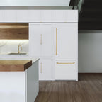 ZLINE 30-Inch Built-In Refrigerator 16.1 cu. ft. Internal Water & Ice Dispenser White Matte with Champagne Bronze Accents (RBIVZ-WM-30-CB)