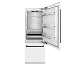 ZLINE 30-Inch Built-In Refrigerator 16.1 cu. ft. Internal Water & Ice Dispenser White Matte with Matte Black Accents (RBIVZ-WM-30-MB)