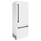 ZLINE 30-Inch Built-In Refrigerator 16.1 cu. ft. Internal Water & Ice Dispenser White Matte with Matte Black Accents (RBIVZ-WM-30-MB)