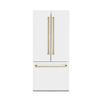ZLINE 36 in. Built-In French Door Refrigerator 19.6 cu. ft. Internal Water & Ice Dispenser White Matte with Bronze Accents (RBIVZ-WM-36-CB)