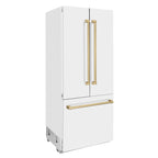 ZLINE 36 in. Built-In French Door Refrigerator 19.6 cu. ft. Internal Water & Ice Dispenser White Matte with Bronze Accents (RBIVZ-WM-36-CB)