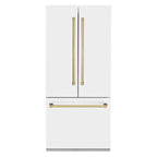 ZLINE 36 in Built-In French Door Refrigerator 19.6 cu. ft Capacity Internal Water & Ice Dispenser White Matte with Gold Accents (RBIVZ-WM-36-G)