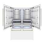 ZLINE 60 in. Built-In Refrigerator 32.2 cu. ft. Internal Water & Ice Dispenser White Matte Champagne Bronze Accents (RBIVZ-WM-60-CB)