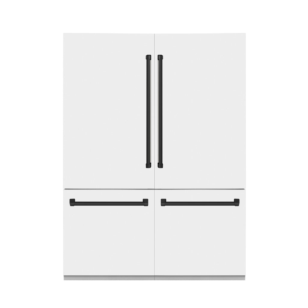 ZLINE 60 in. Built-In Refrigerator 32.2 cu. ft. Internal Water & Ice Dispenser White Matte with Matte Black Accents (RBIVZ-WM-60-MB)