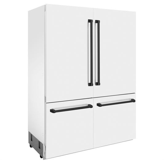 ZLINE 60 in. Built-In Refrigerator 32.2 cu. ft. Internal Water & Ice Dispenser White Matte with Matte Black Accents (RBIVZ-WM-60-MB)