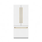 ZLINE 36 in. French Door Built-In Bottom Freezer Refrigerator, 19.6 cu. ft., White Matte, Water Dispenser, Ice Maker, Stainless Steel Interior (SRBIVZ-WM-36-G)