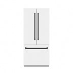 ZLINE 36 in. French Door Built-In Bottom Freezer Refrigerator 19.6 Cu. Ft. Water Dispenser Ice Maker White Matte Stainless Steel Interior Matte Black Accents (SRBIVZ-WM-36-MB)