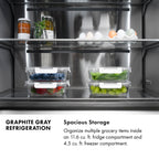 ZLINE 30 in. Built-In Bottom Freezer Refrigerator 16.1 cu. ft. Water Dispenser Ice Maker Stainless Steel Graphite Gray Interior Polished Gold Helix Handles (GRBIVZ-30430KG)