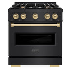 ZLINE 30 in. Gas Range 4.2 cu. ft. 4 Burners Black Stainless Steel Champagne Bronze Accents (CGRBZ-30-CB)