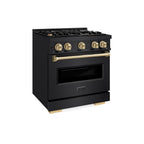 ZLINE 30 in. Gas Range 4.2 cu. ft. 4 Burners Black Stainless Steel Champagne Bronze Accents (CGRBZ-30-CB)