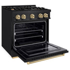 ZLINE 30 in. Gas Range 4.2 cu. ft. 4 Burners Black Stainless Steel Champagne Bronze Accents (CGRBZ-30-CB)