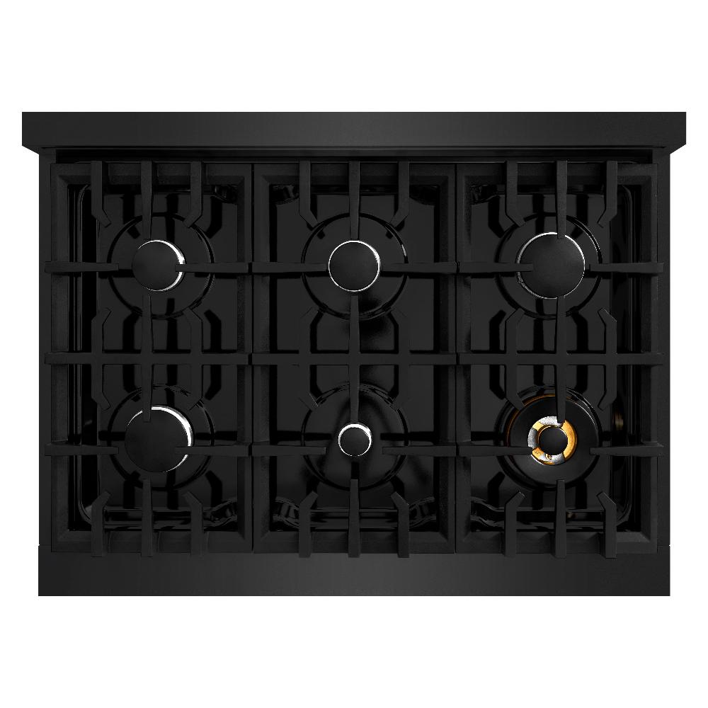ZLINE 36-Inch Classic Dual Fuel Range, 6 Burner Gas Cooktop, 5.2 cu. ft. Electric Convection Oven, Black Stainless Steel (CDRB-36)