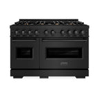 ZLINE 48 in. Dual Fuel Range – Double Oven, 6.7 cu. ft. Capacity, 8 Brass Burners, Black Stainless Steel (CDRB-BR-48)
