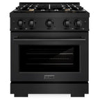 ZLINE Select 30 in. Dual Fuel Range 4.2 cu. ft. with 4 Brass Burners, Convection Oven, Black Stainless Steel (HDRB-BR-30)