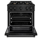 ZLINE Select 30 in. Dual Fuel Range 4.2 cu. ft. with 4 Brass Burners, Convection Oven, Black Stainless Steel (HDRB-BR-30)