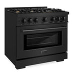 ZLINE Select 36 in. Dual Fuel Range with 6 Brass Burners and Electric Convection Oven, 5.2 cu. ft., Black Stainless Steel (HDRB-BR-36)