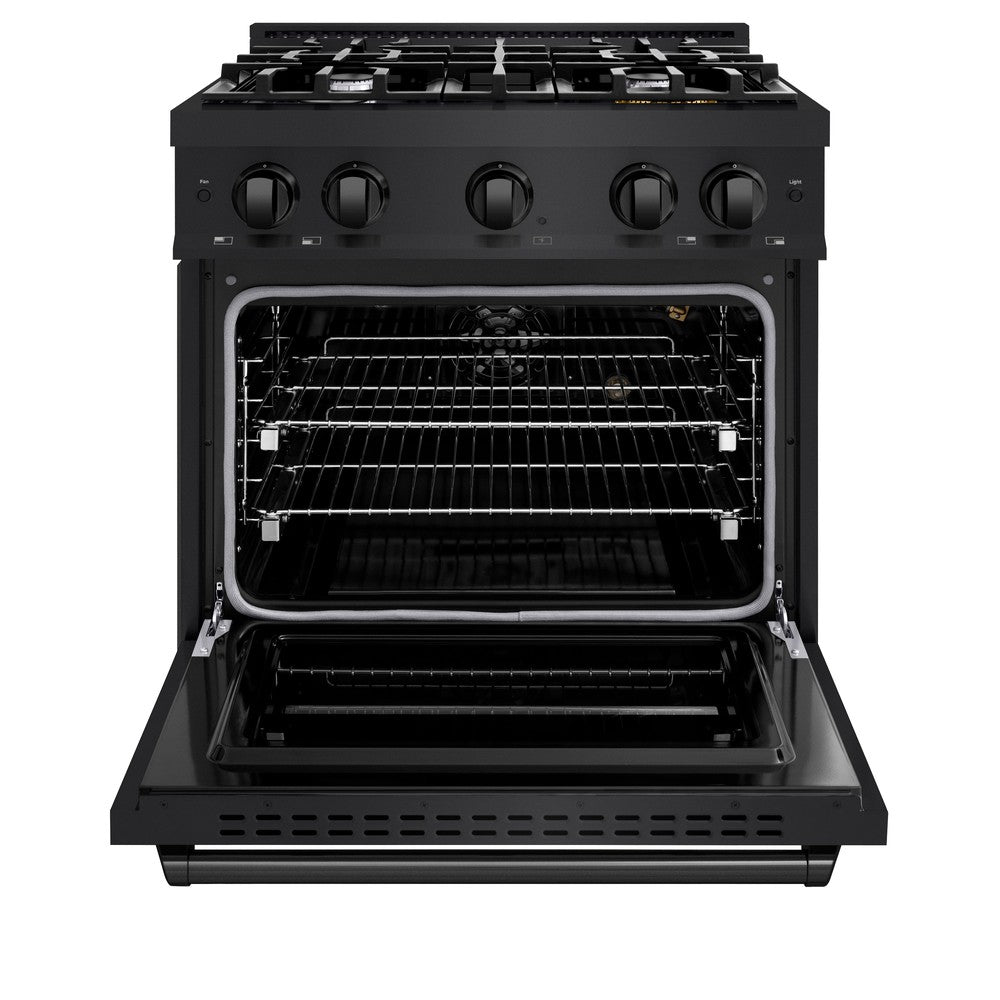 ZLINE 30 in. Gas Range 4.2 cu. ft. Capacity 4 Burners Black Stainless Steel (CGRB-30)