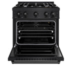 ZLINE 30 in. Gas Range 4.2 cu. ft. Capacity 4 Burners Black Stainless Steel (CGRB-30)