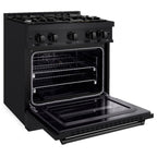 ZLINE 30 in. Gas Range 4.2 cu. ft. Capacity 4 Burners Black Stainless Steel (CGRB-30)