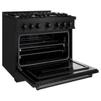 ZLINE 36 in. Gas Range 5.2 cu. ft. 6 Burners Black Stainless Steel, MODEL CGRB-36