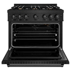 ZLINE 36 in. Gas Range 5.2 cu. ft. with 6 Brass Burners in Black Stainless Steel (CGRB-BR-36)