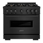 ZLINE 36-Inch Classic Dual Fuel Range, 5.2 cu. ft. Electric Convection Oven, 6 Brass Gas Burners, Black Stainless Steel (CDRB-BR-36)