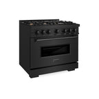 ZLINE 36-Inch Classic Dual Fuel Range, 5.2 cu. ft. Electric Convection Oven, 6 Brass Gas Burners, Black Stainless Steel (CDRB-BR-36)