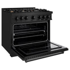 ZLINE 36 in. Gas Range 5.2 cu. ft. with 6 Brass Burners in Black Stainless Steel (CGRB-BR-36)