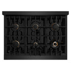ZLINE 36 in. Gas Range 5.2 cu. ft. Capacity Black Stainless Steel 6 Brass Burners Convection Oven (HGRB-BR-36)