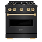ZLINE 30 in. Gas Range 4.2 cu. ft. 4 Burner Cooktop Black Stainless Steel with Polished Gold Accents (CGRBZ-30-G)