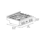 ZLINE 30" Classic Gas Rangetop with 4 Burner DuoPro™ Cooktop in Black Stainless Steel, PCRTB-30