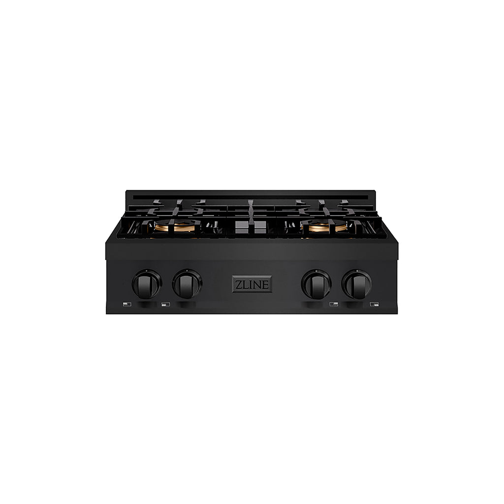 ZLINE 30" Classic Gas Rangetop with 4 Burner DuoPro™ Cooktop in Black Stainless Steel, PCRTB-30