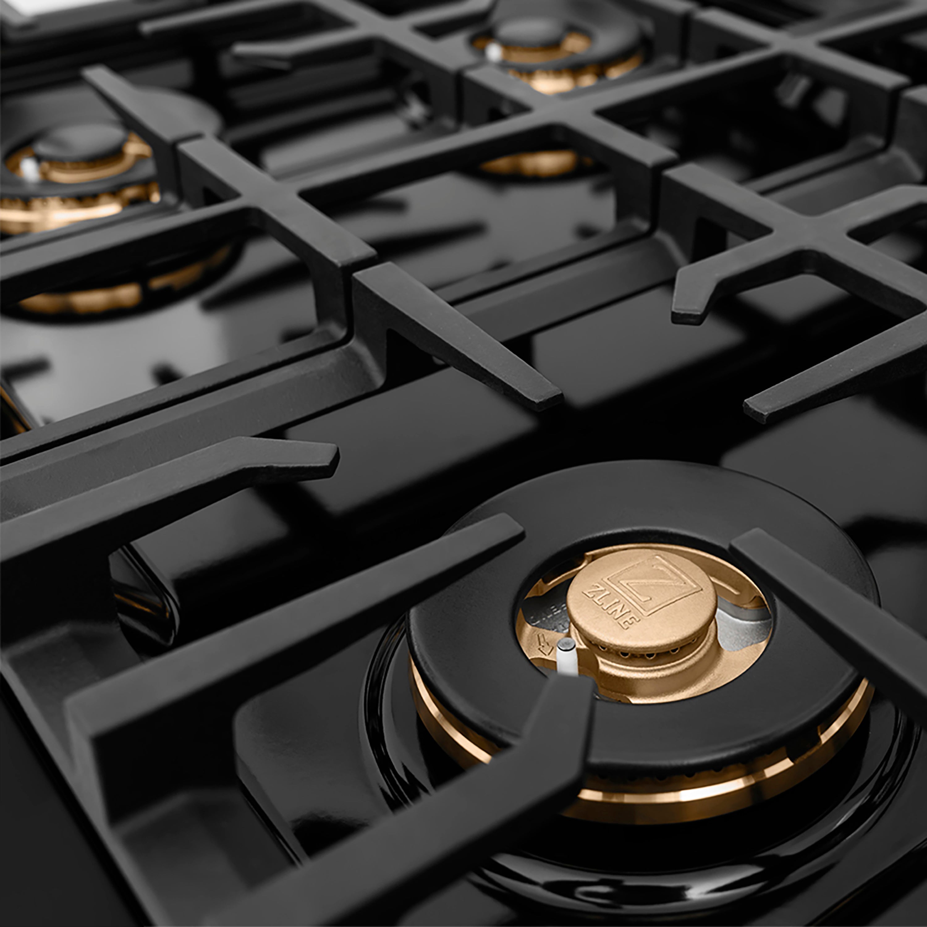 ZLINE Autograph 30" Classic Gas Rangetop with 4 Burner DuoPro™ Cooktop in Black Stainless Steel and Champagne Bronze Accents, PCRTBZ-30-CB