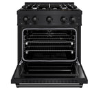 ZLINE 30 in. 4.2 cu. ft. Classic Dual Fuel Range with 4 Gas Burners in Black Stainless Steel (CDRB-30)