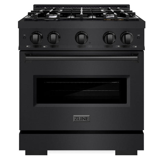 ZLINE 30 in. 4.2 cu. ft. Classic Dual Fuel Range with 4 Gas Burners in Black Stainless Steel (CDRB-30)