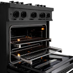 ZLINE 30 in. 4.2 cu. ft. Classic Dual Fuel Range with 4 Gas Burners in Black Stainless Steel (CDRB-30)