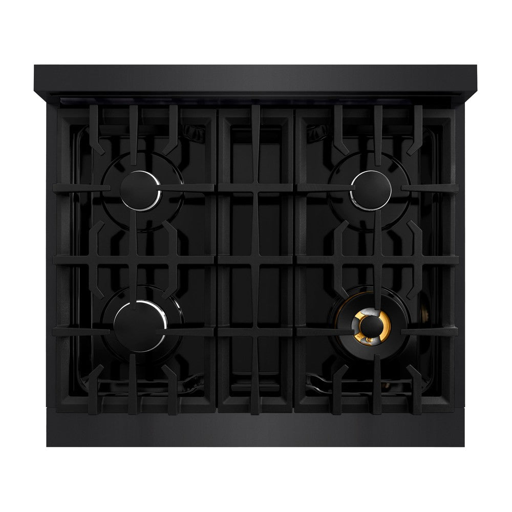 ZLINE 30 in. 4.2 cu. ft. Classic Dual Fuel Range with 4 Gas Burners in Black Stainless Steel (CDRB-30)