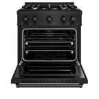 ZLINE 30 in. Gas Range 4.2 cu. ft. Capacity with 4 Brass Burners Black Stainless Steel (CGRB-BR-30)